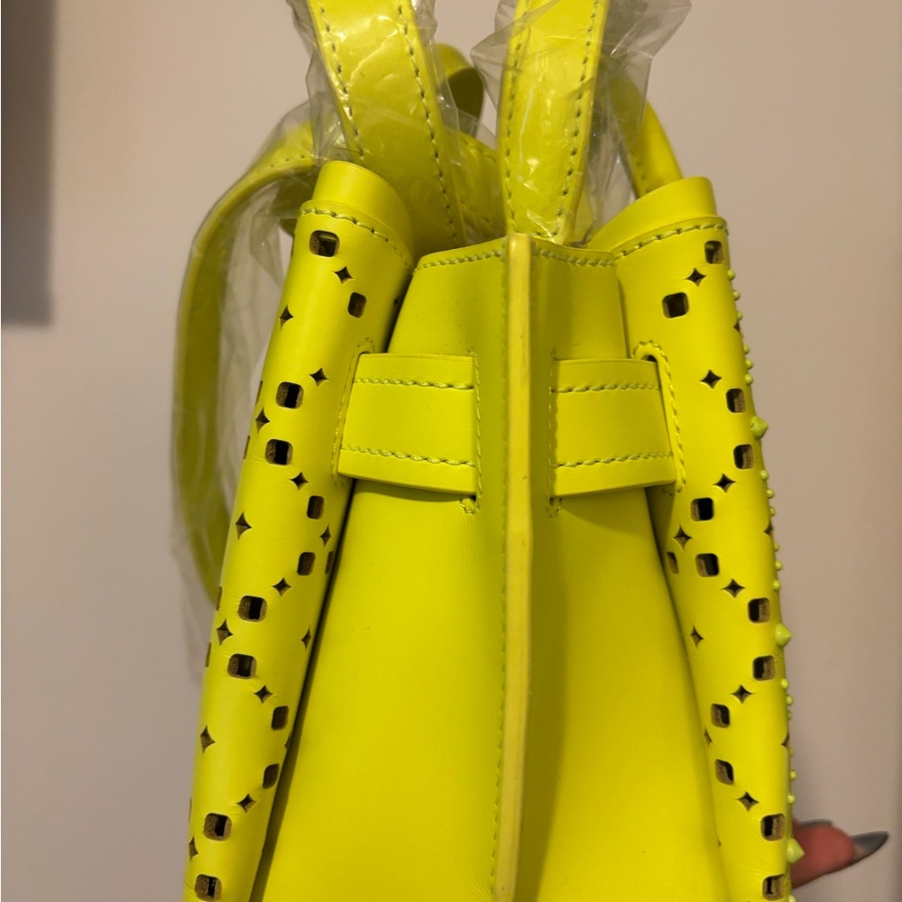 MCM Yellow Mini Bag with Geometric Perforations - Picture 8 of 10